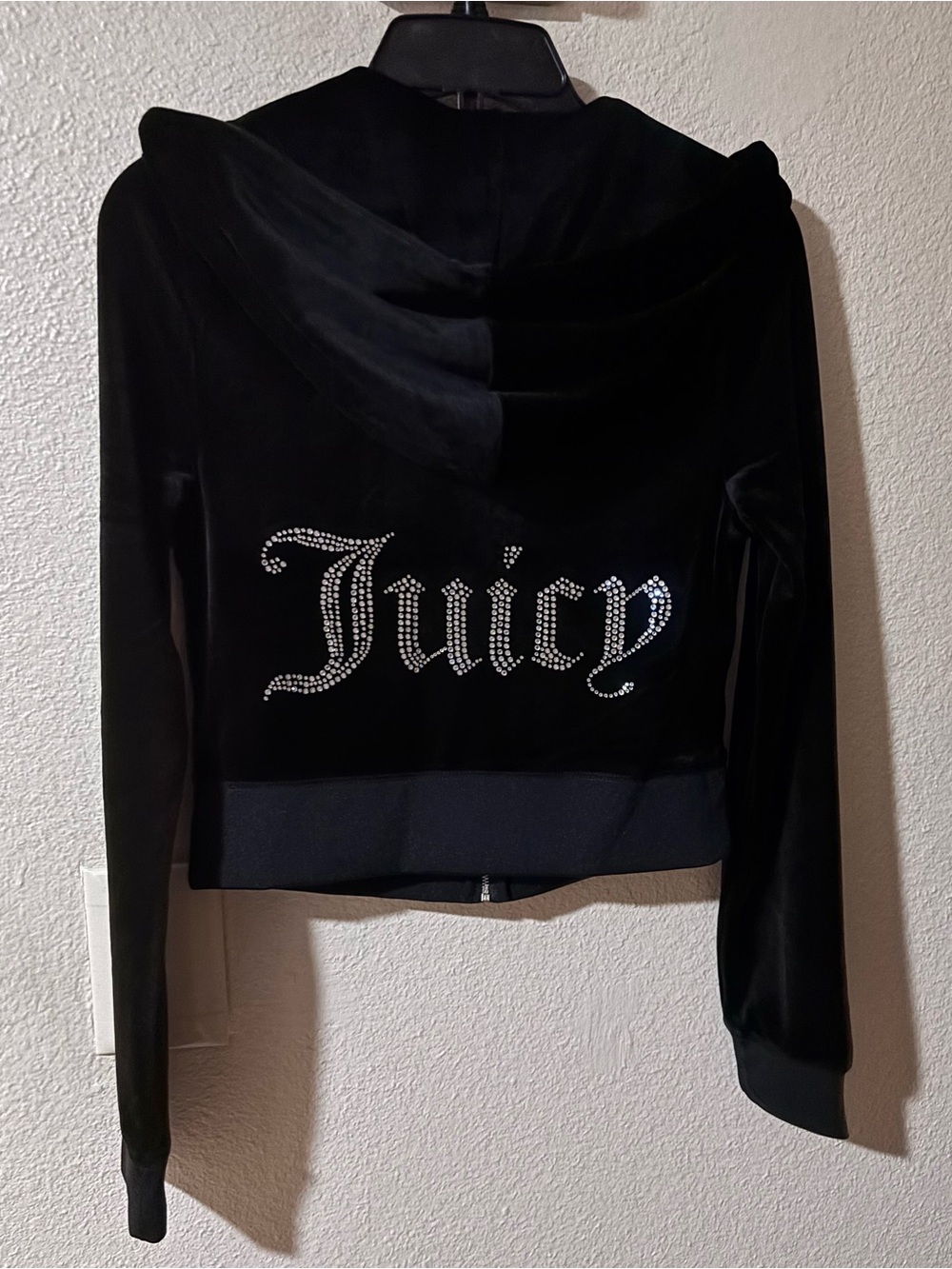 Juicy Couture Black Velour Rhinestone 'Juicy' Logo Jacket